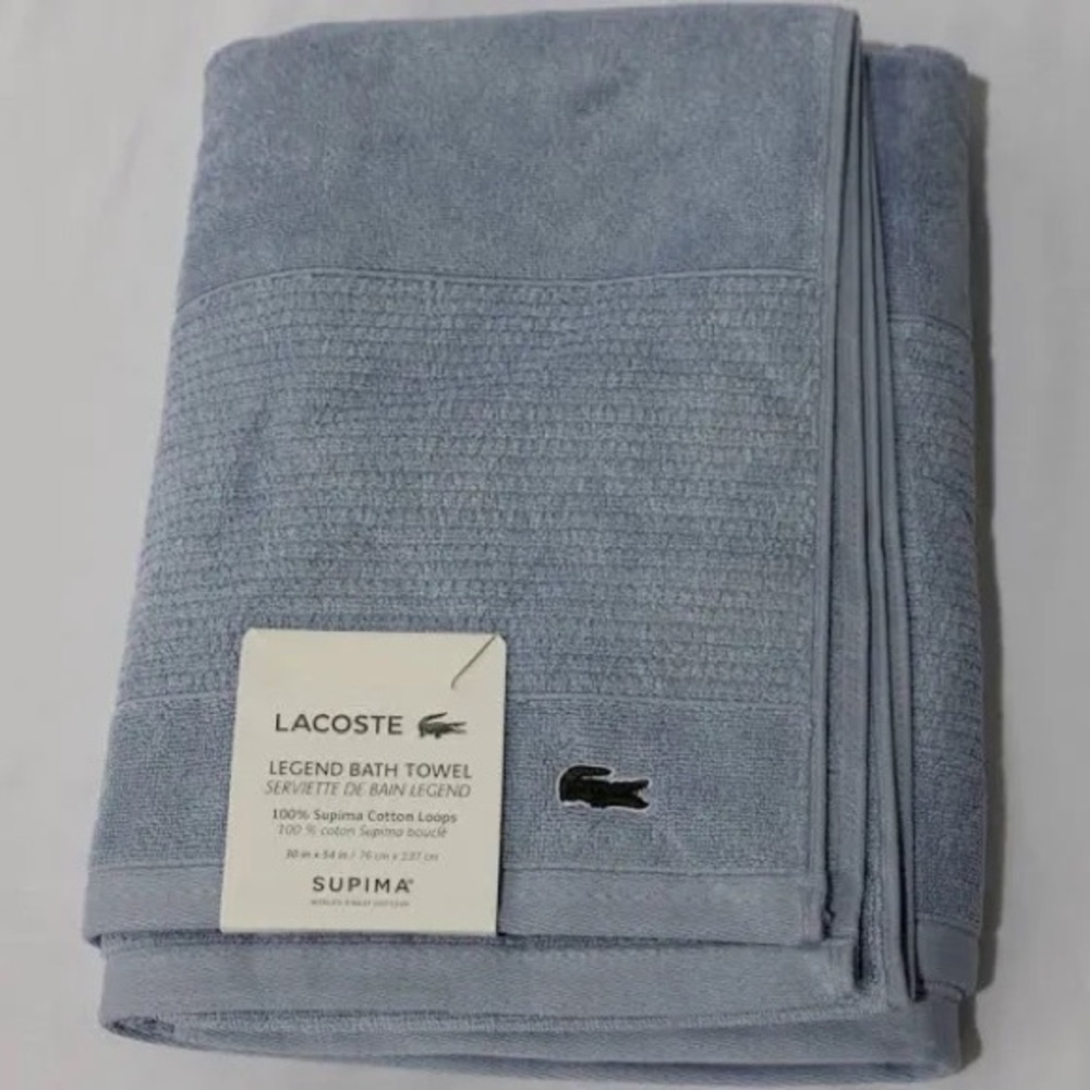Lacoste Legend Supima Cotton Bath Towel  Sky Blue 30" X 54"
